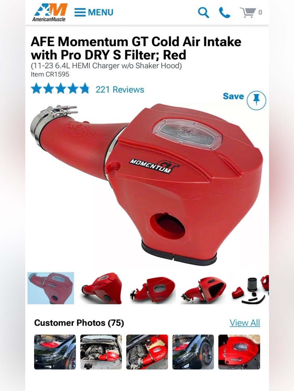 Momentum GT Cold Air Intake - Red
